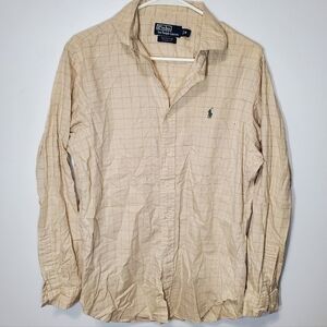 Polo Ralph Lauren Long Sleeve Button Shirt Men's M Orange Plaid
